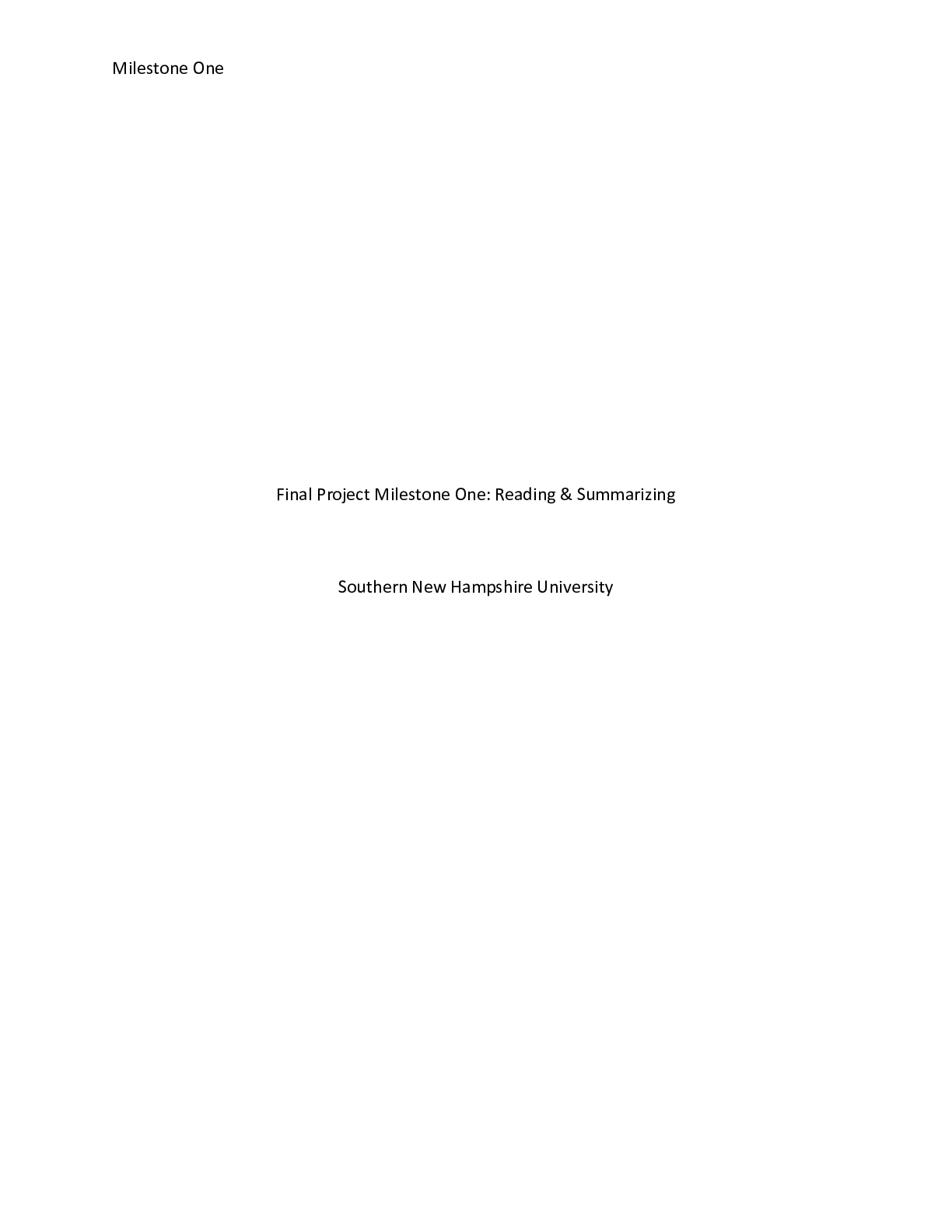 Preview image for Final Project Milestone One Reading & Summarizing    Final Project Milestone One: Reading